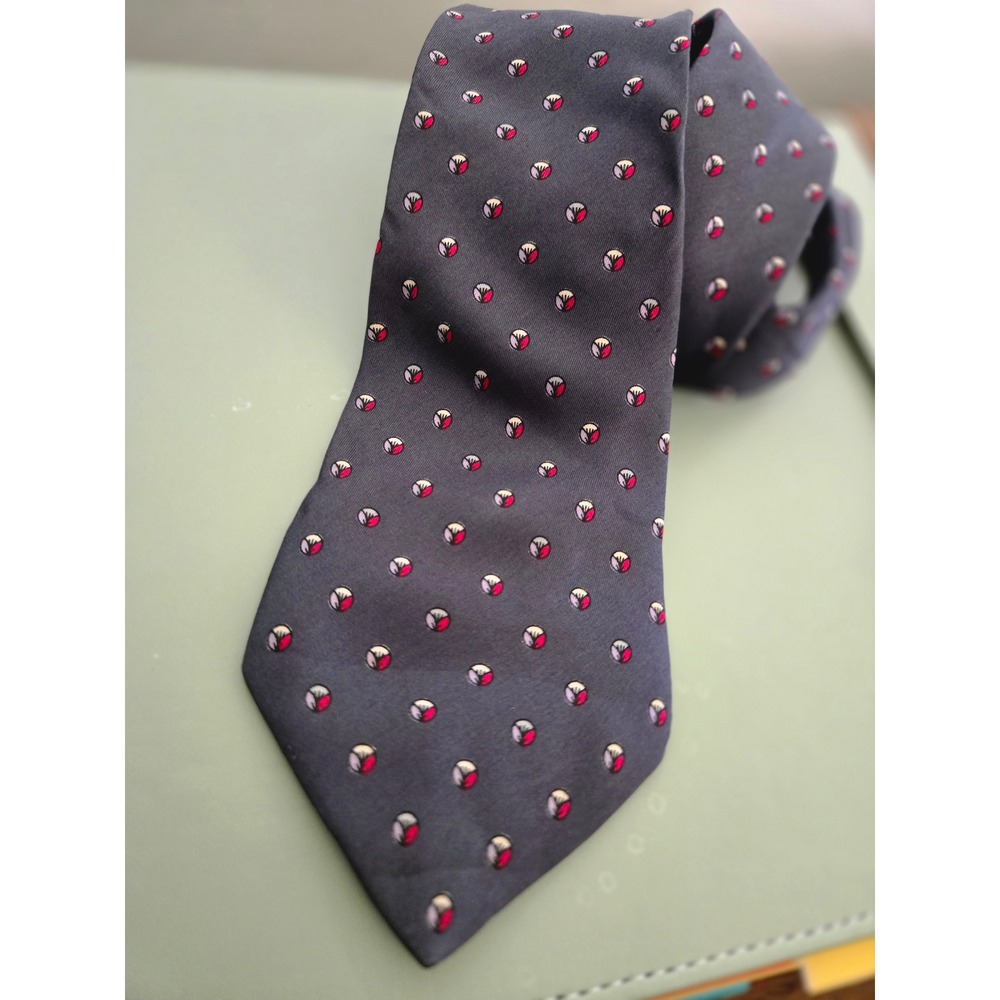 Clay Poole Kaufmanns Pittsburgh Mens Silk Tie Charcoal Grey Red Geometric Floral